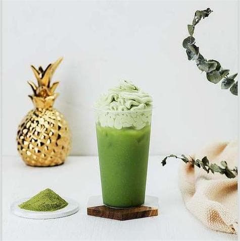 Matcha Iced Frappe with Whipped Cream Topknot