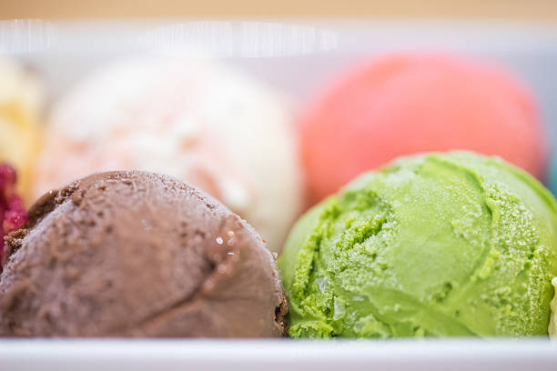 ice cream party set, chocolate, strawberry, vanilla, green tea