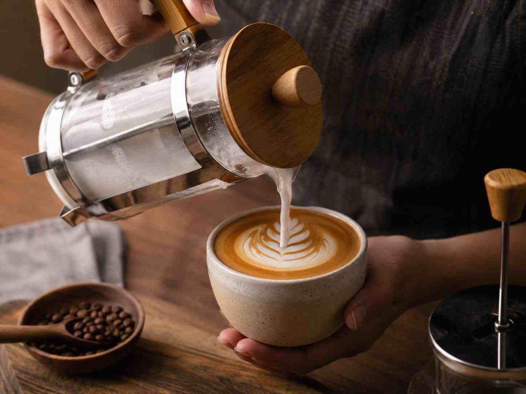 make latte art with French Press