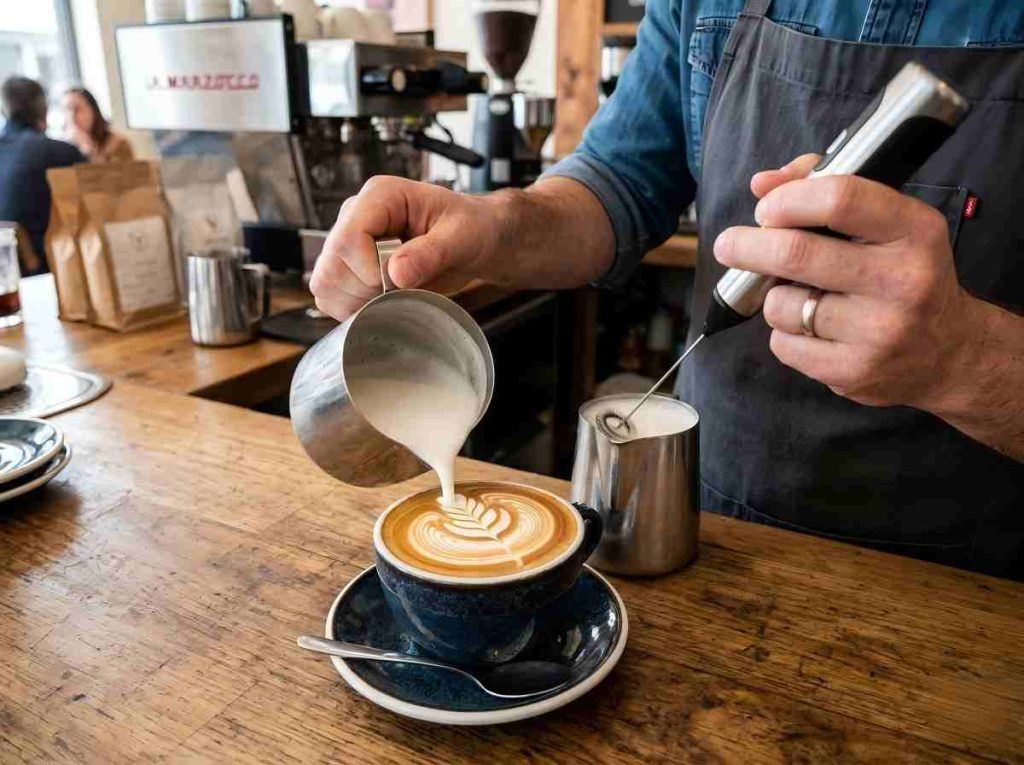 make latte art with Handheld Electric Frother