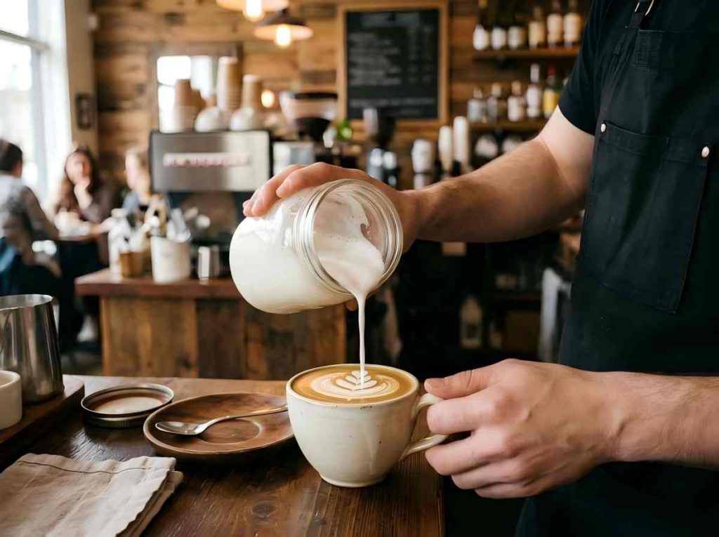 make latte art with Mason Jar Shake