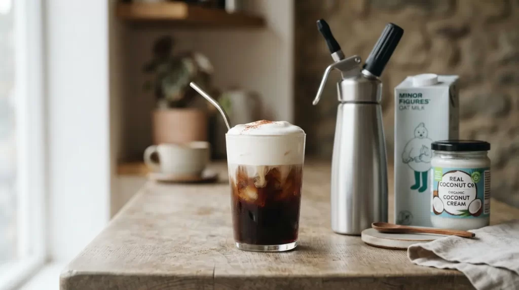 iced coffee with coconut cream