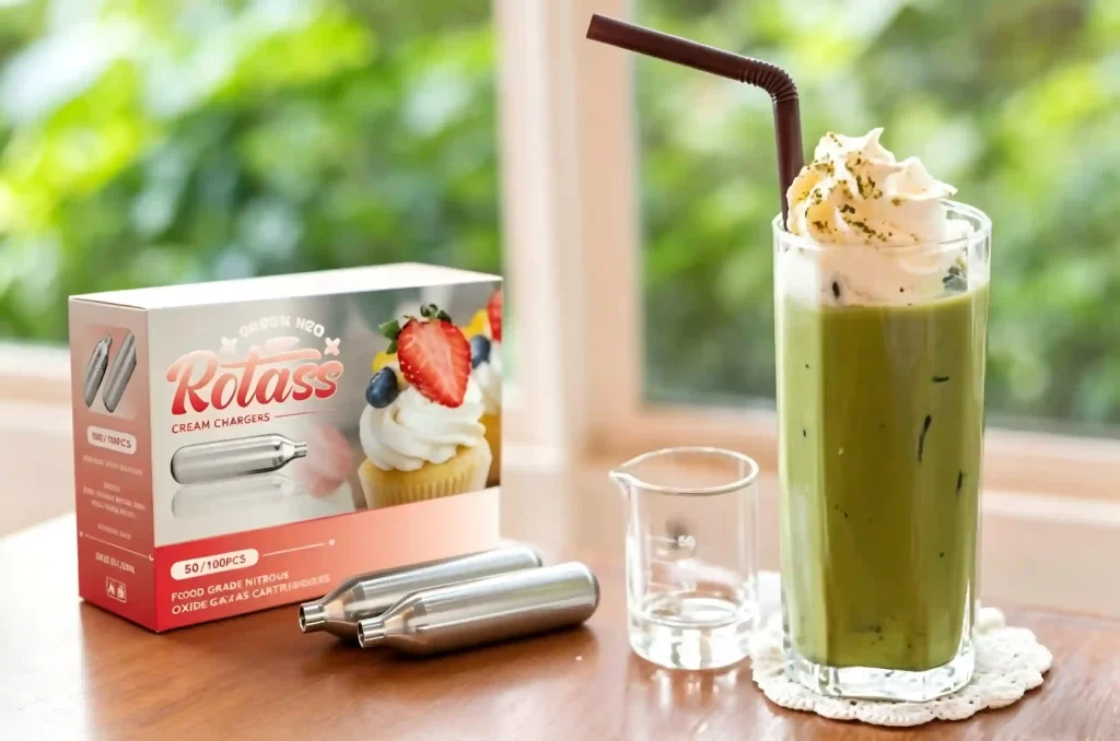 matcha float with rotass cream charger